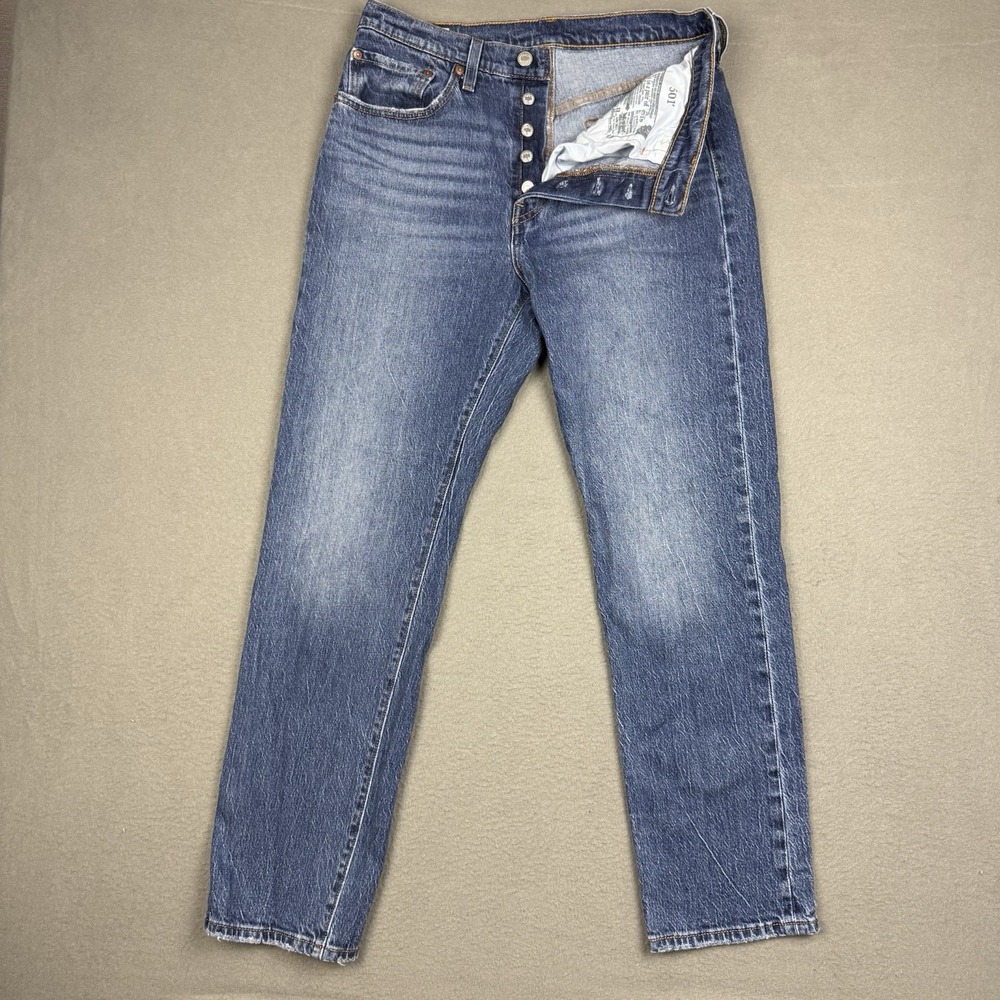 Levis 501 Jeans Mens 30x30 Blue Button Fly Pants Big E Premium Faded